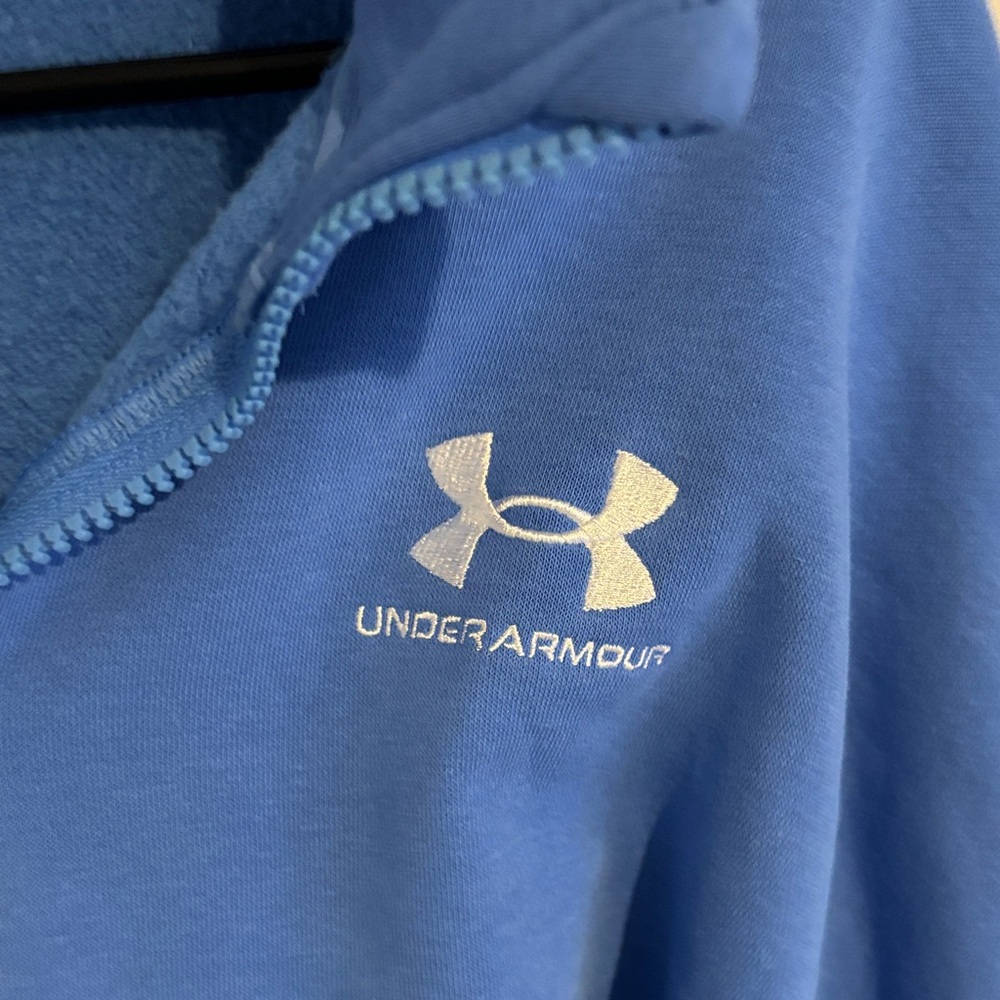 Under Armour Women's Cowl Neck Crop Blue Sweater - Picture 3 of 4